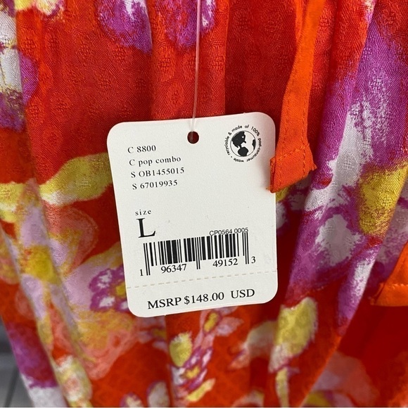 Free People Wisteria Maxi Dress Orange Floral Lightweight Open Back Sleeveless - Picture 12 of 14